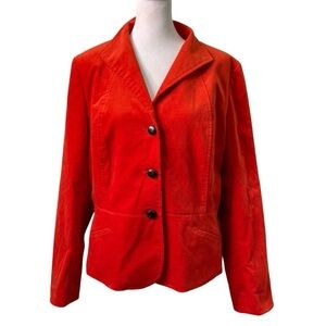 Talbots Velvet Three Button Peplum Blazer Jacket Burnt Orange (Size 16P) NWOT